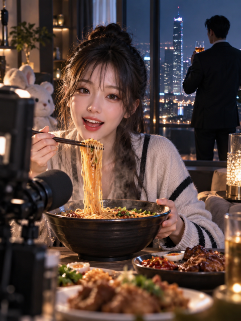 深夜吃播连线，神秘富豪刷爆全屏 - 黄豆短剧 高清剧照